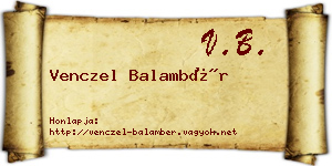 Venczel Balambér névjegykártya